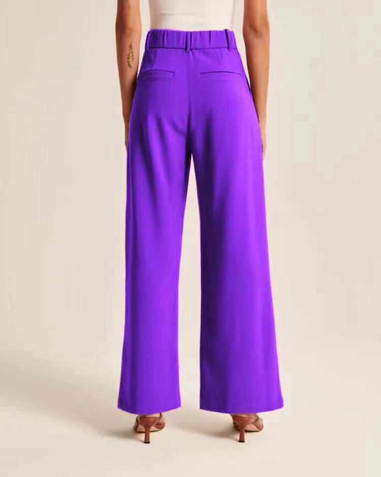Pleated High Waist Wide Leg Suit Trousers