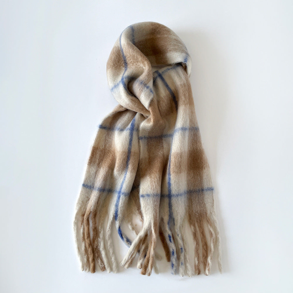 Soft Tartan Check Winter Wrap Scarf - CoffeeBlue