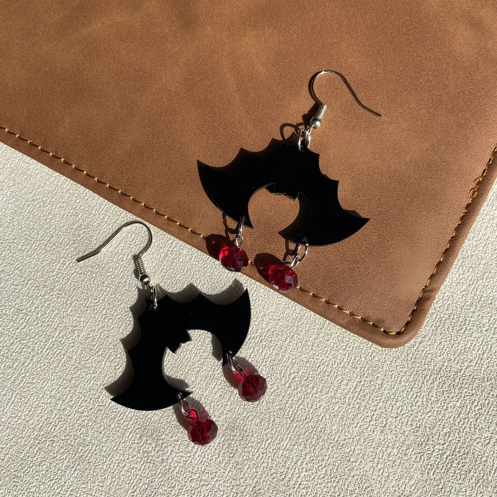 Gothic Bat Spiderweb Dangle Earrings - C1