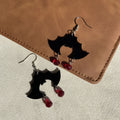Gothic Bat Spiderweb Dangle Earrings - C1