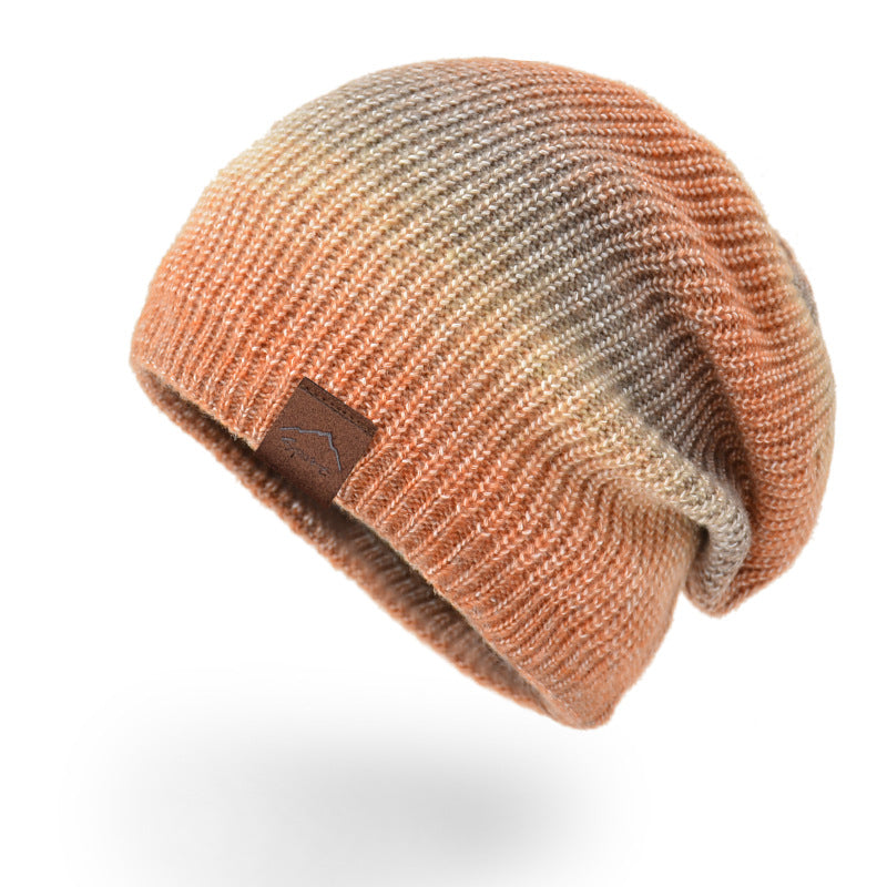 Ombre Knit Slouchy Beanie Hat - Orange