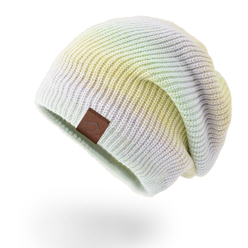 Ombre Knit Slouchy Beanie Hat - Yellow