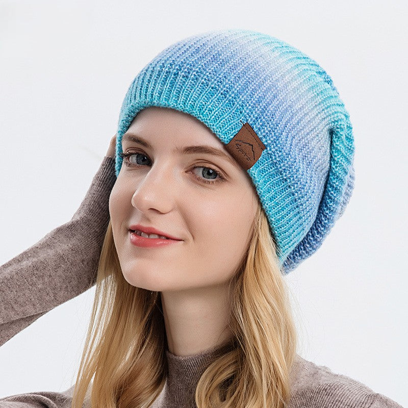 Ombre Knit Slouchy Beanie Hat