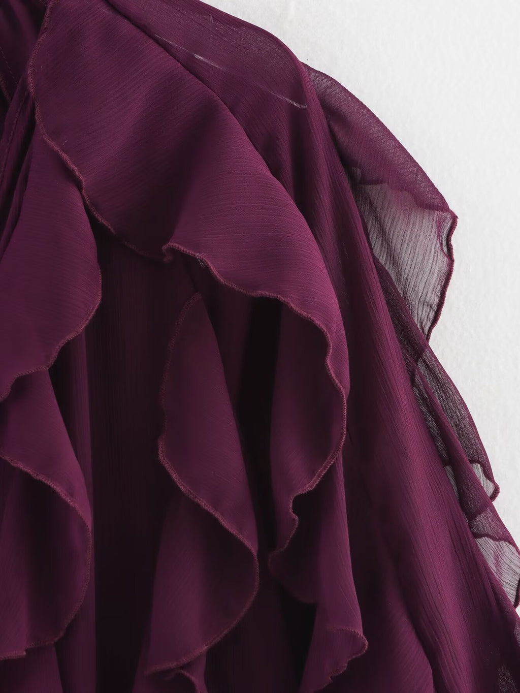 Cascading Ruffle Sheer Button Front Shirt - view 2