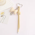 Leather Bow Keyring With Heart Charm - Yellow