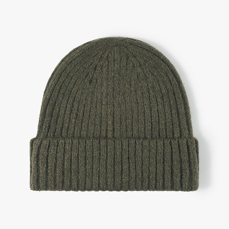 Ribbed Knit Cuffed Winter Beanie - DarkGreen