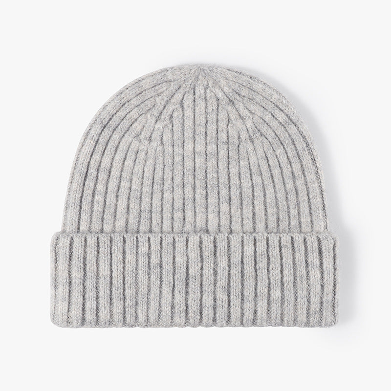 Ribbed Knit Cuffed Winter Beanie - Gray