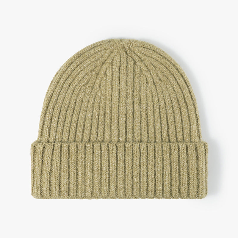 Ribbed Knit Cuffed Winter Beanie - Green