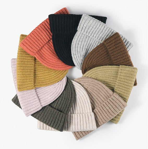 Ribbed Knit Cuffed Winter Beanie