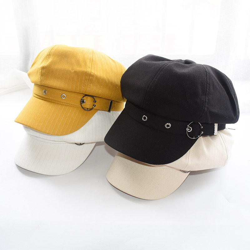 Buckle Strap Brimmed Beret Cap - view 1