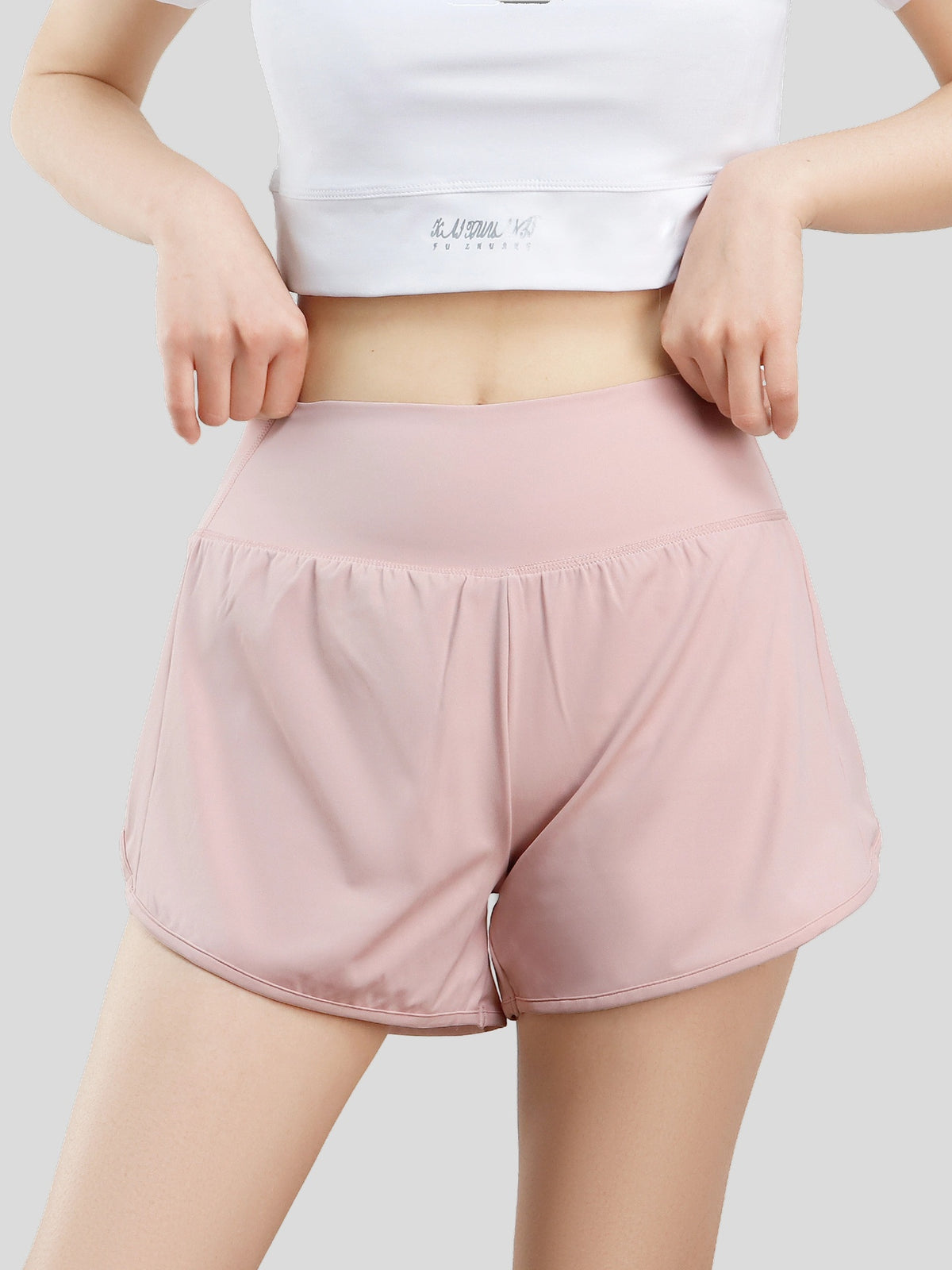 High Rise Workout Shorts with Phone Pocket - Pink