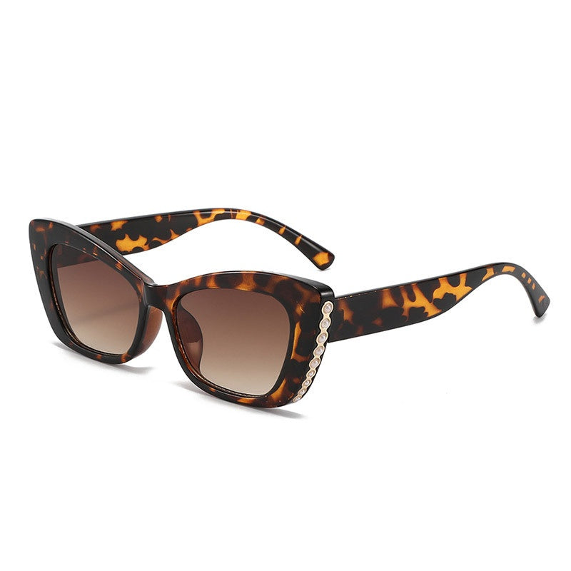 Pearl Embellished Cat Eye Sunglasses - LEOPARD