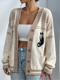 Cowboy Horse Jacquard Longline Cardigan - Apricot