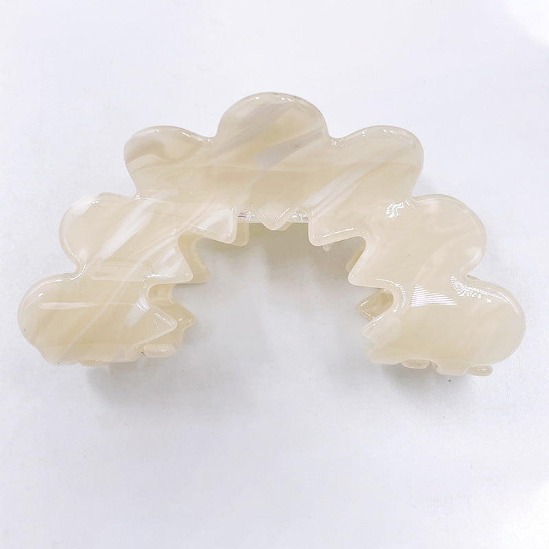 Scalloped Cloud Marble Hair Claw Clip - Beige