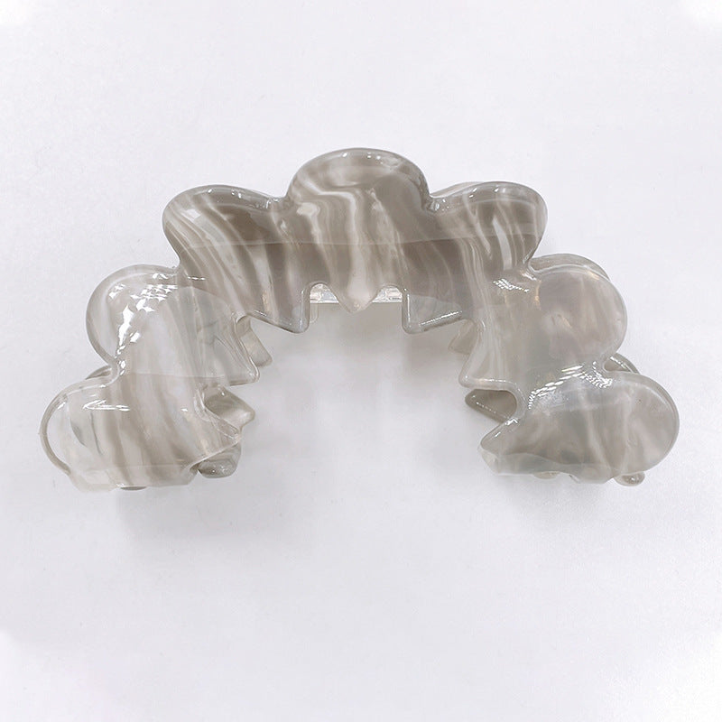 Scalloped Cloud Marble Hair Claw Clip - Grey