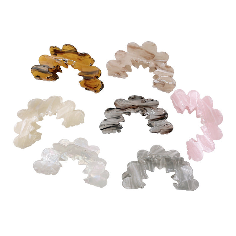 Scalloped Cloud Marble Hair Claw Clip