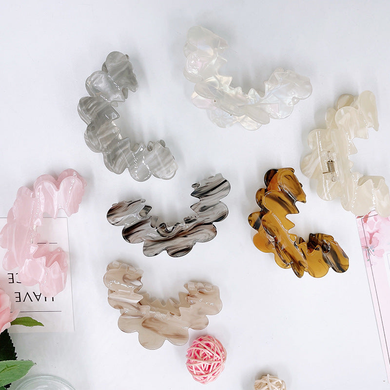 Scalloped Cloud Marble Hair Claw Clip - view 2
