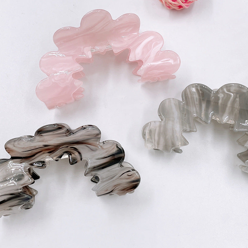 Scalloped Cloud Marble Hair Claw Clip - view 4