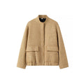 Sequin Tweed Oversized Bomber Jacket - Golden