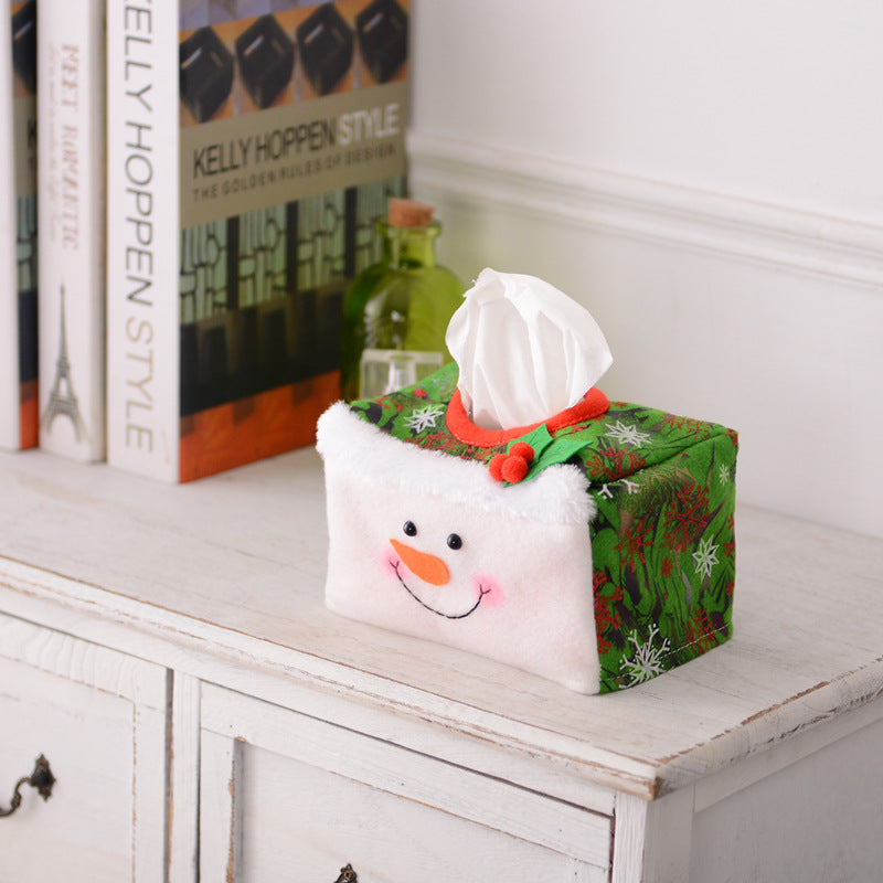 Santa and Snowman Tissue Box Cover Decor - Green