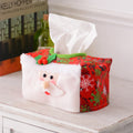 Santa and Snowman Tissue Box Cover Decor - Red