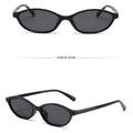 Narrow Oval Retro Sunglasses - Black