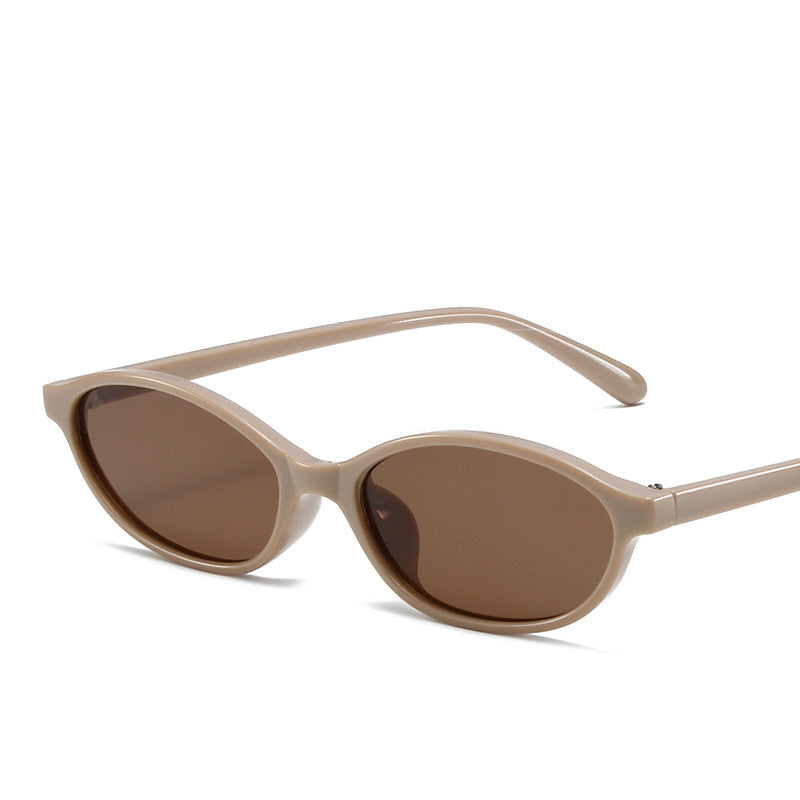 Narrow Oval Retro Sunglasses - Tea - 1