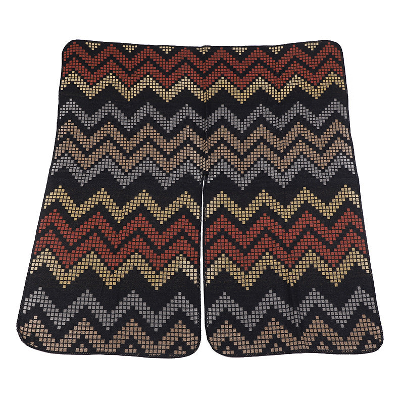 Chevron Knit Open Front Poncho Wrap - Blue - 2