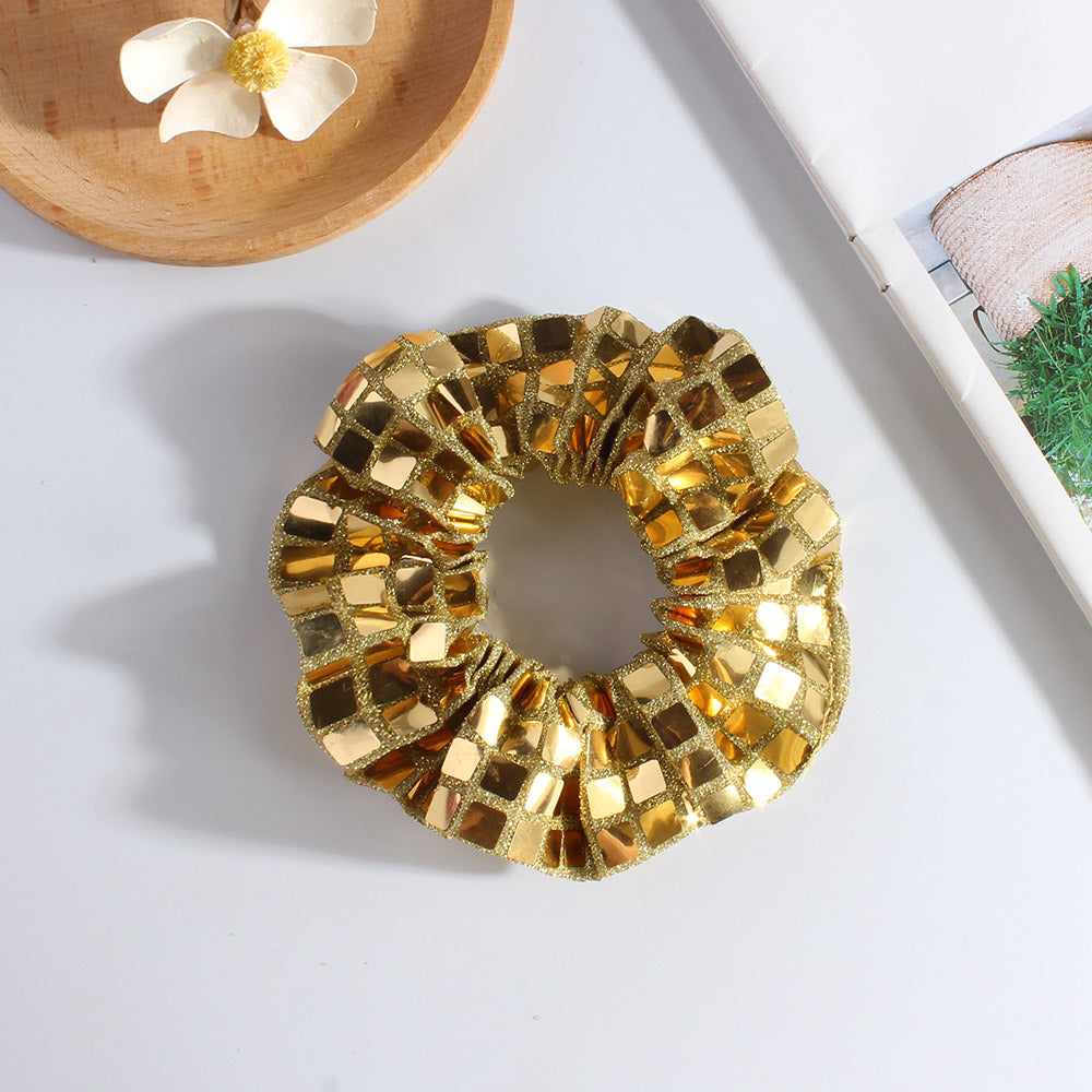 Mirror Sequin Scrunchie For Party Nights - Gold