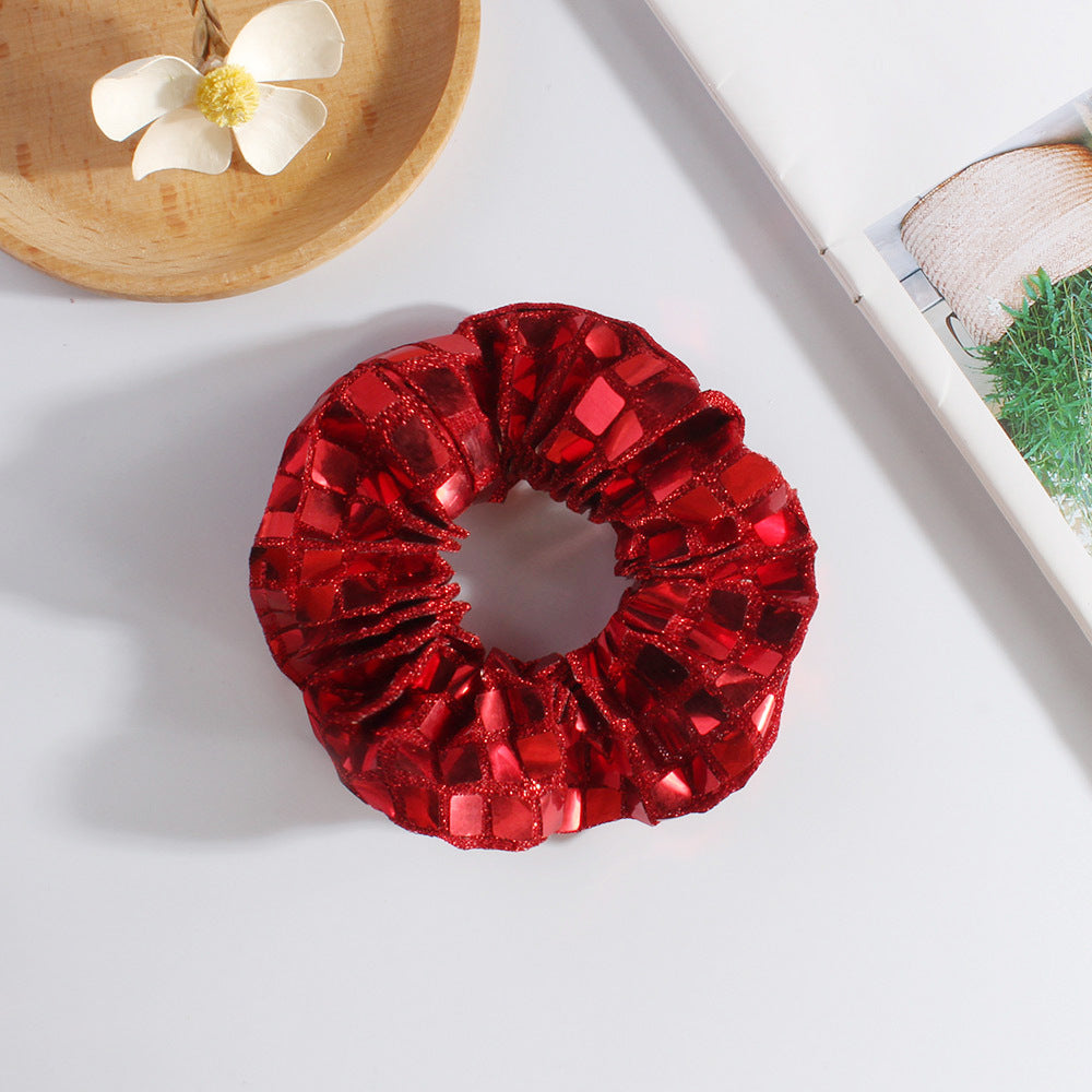 Mirror Sequin Scrunchie For Party Nights - Red