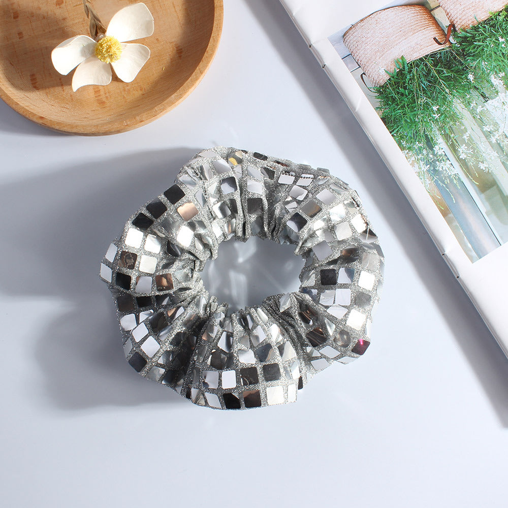 Mirror Sequin Scrunchie For Party Nights - Silver