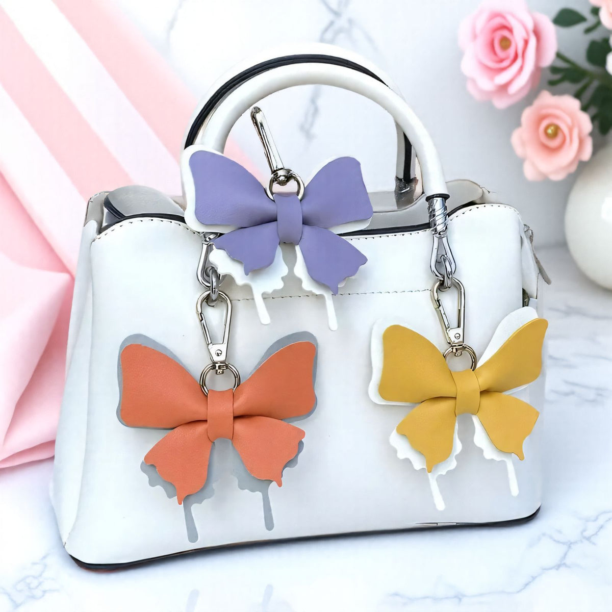 Layered Leather Butterfly Bag Charm