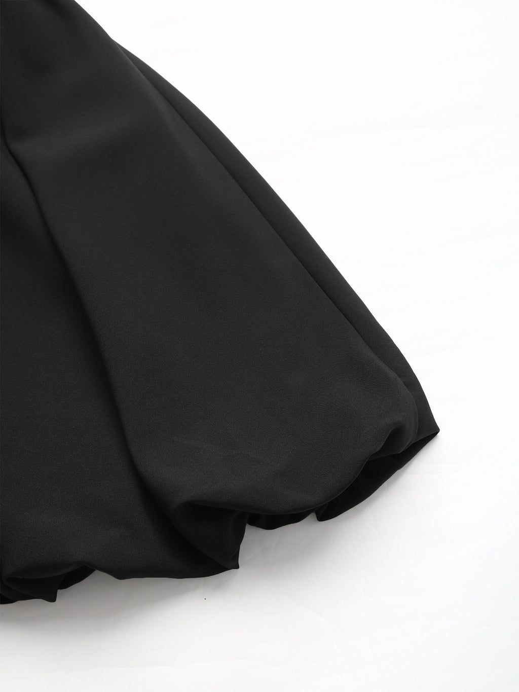 Scoop Back Ribbed Bubble Hem Mini Dress - Black - 4
