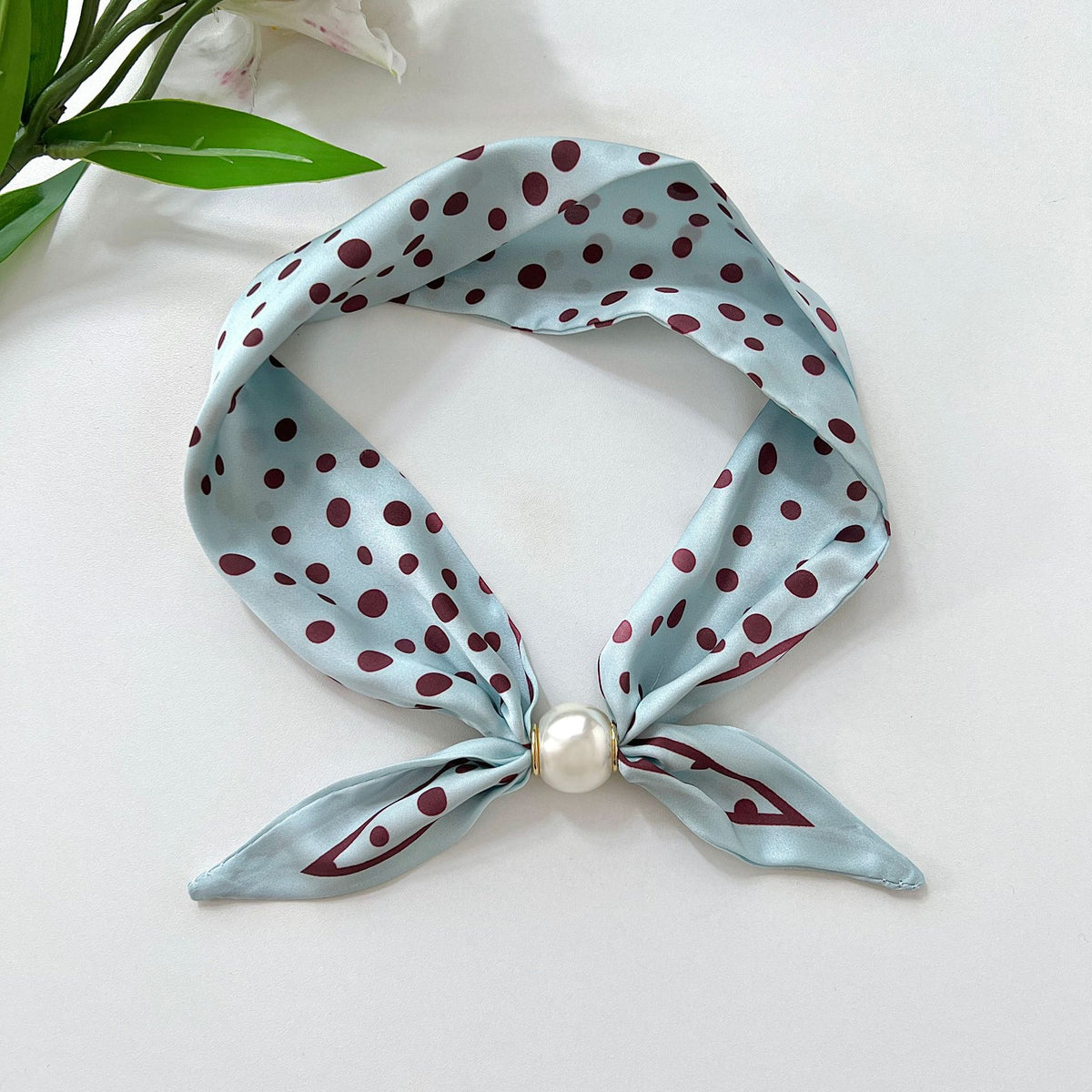 Printed Satin Neck Scarf with Magnetic Clasp - C11