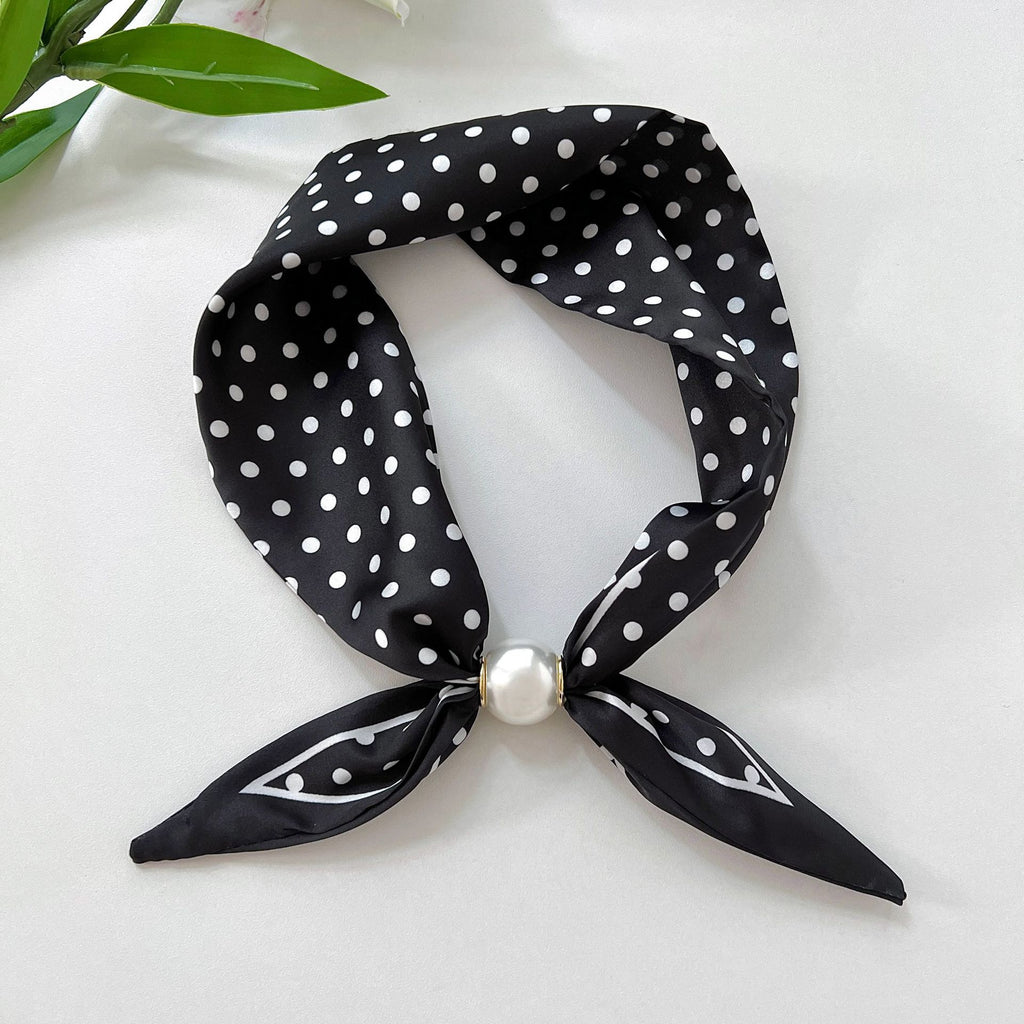Printed Satin Neck Scarf with Magnetic Clasp - C4