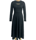 Cutout Ribbed Knit Fit and Flare Midi Dress - Darkgrey