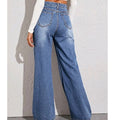 High Waisted Wide Leg Baggy Jeans - Light blue