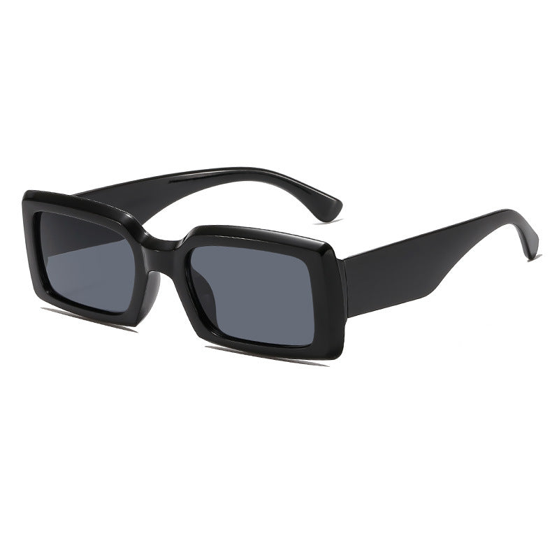 Thick Rim Rectangular Y2K Sunglasses - Black