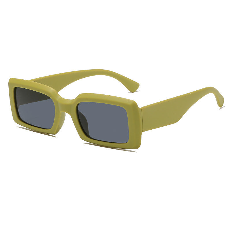 Thick Rim Rectangular Y2K Sunglasses - Green