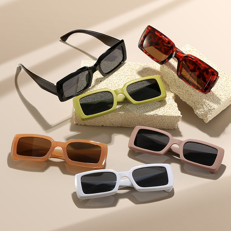 Thick Rim Rectangular Y2K Sunglasses - Leopard