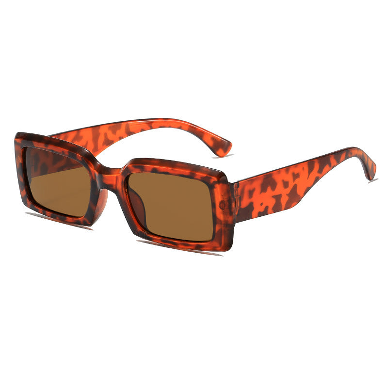 Thick Rim Rectangular Y2K Sunglasses - Leopard - 1