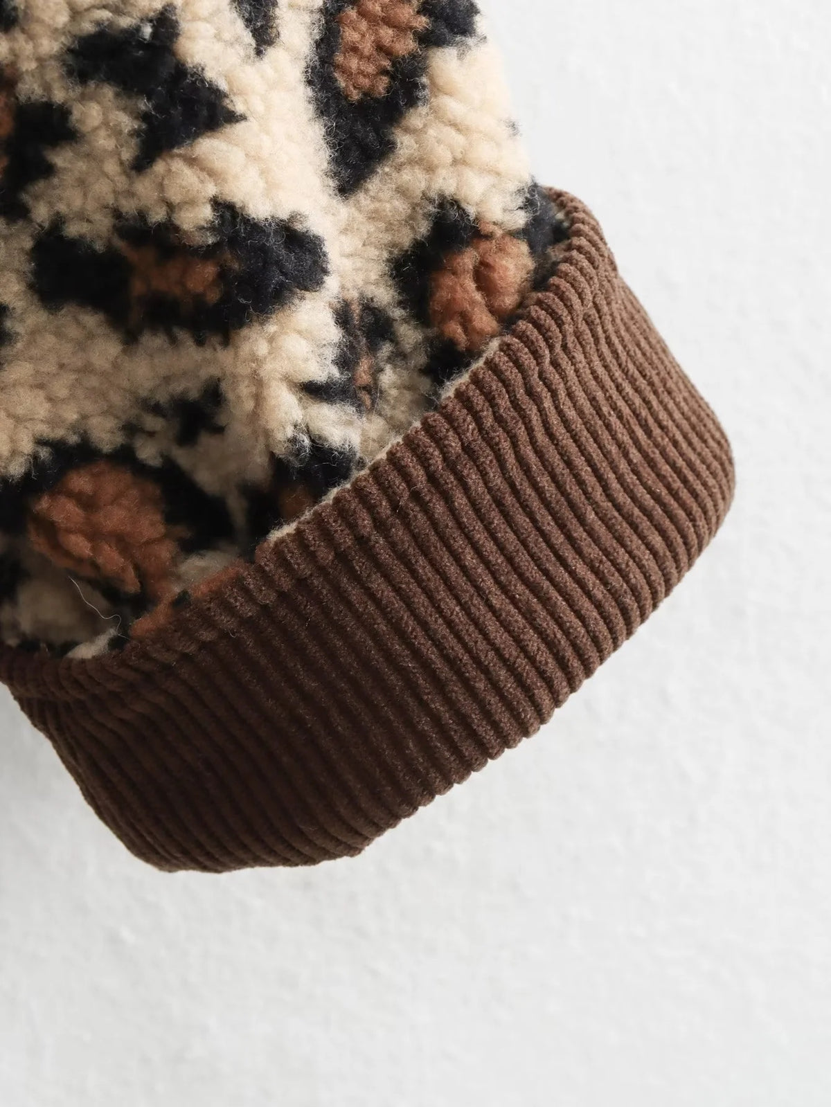Leopard Print Teddy Collarless Jacket - Leopard - 9