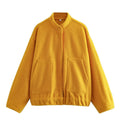 Boucle Stand Collar Patch Pocket Coat - Orange 