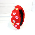 Candy Heart Knotted Fabric Headband - Red