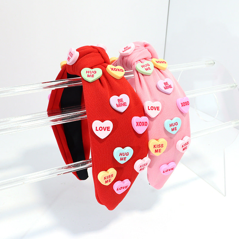 Candy Heart Knotted Fabric Headband