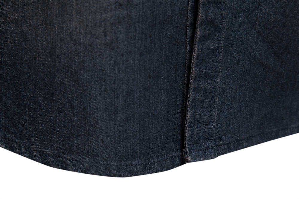 Vintage Wash Denim Shirt with Flap Pockets - Black - 4