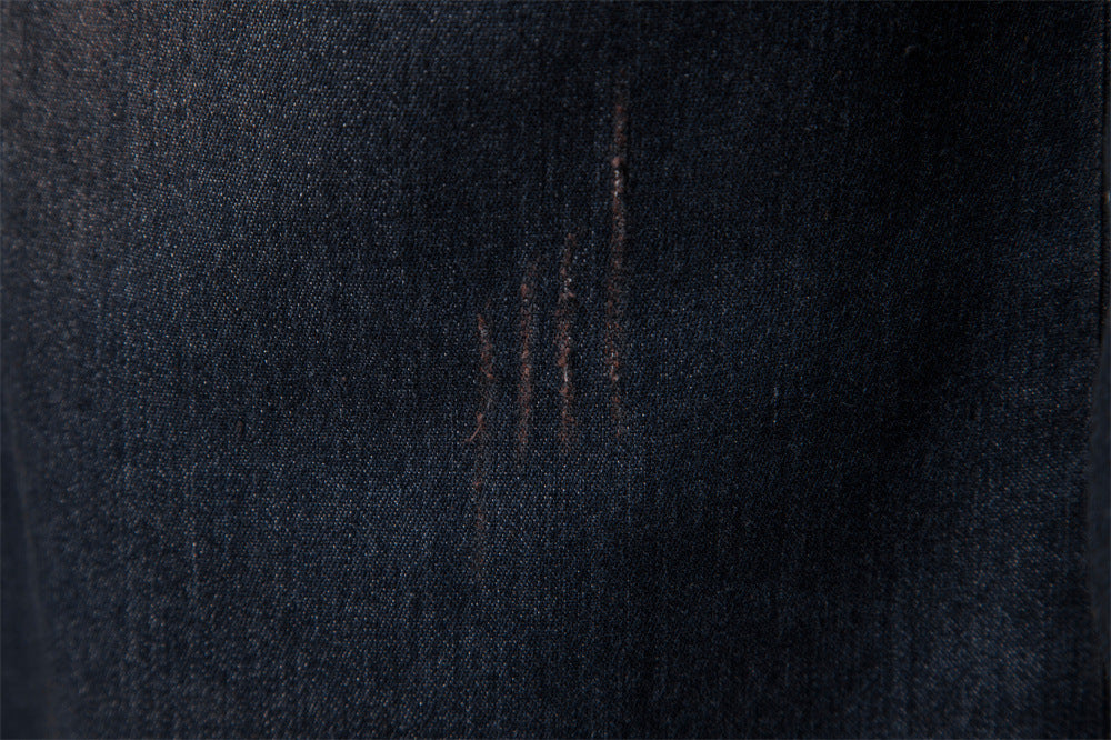 Vintage Wash Denim Shirt with Flap Pockets - Black - 5