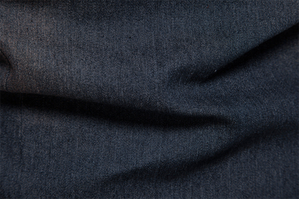 Vintage Wash Denim Shirt with Flap Pockets - Black - 6