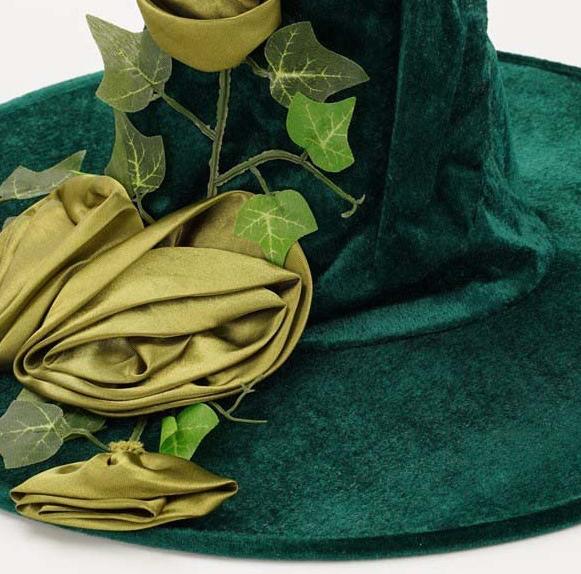 Rose Ivy Velvet Witch Hat - Green - 3