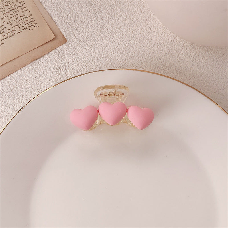 Matte Heart Trio Mini Claw Clip - Pink